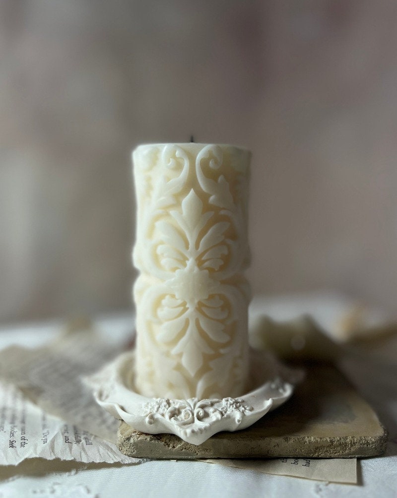 Damask Pillar Candle