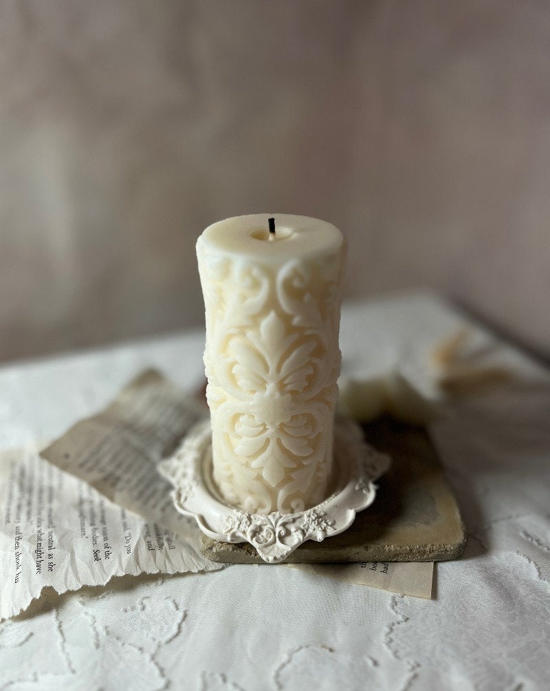 Damask Pillar Candle