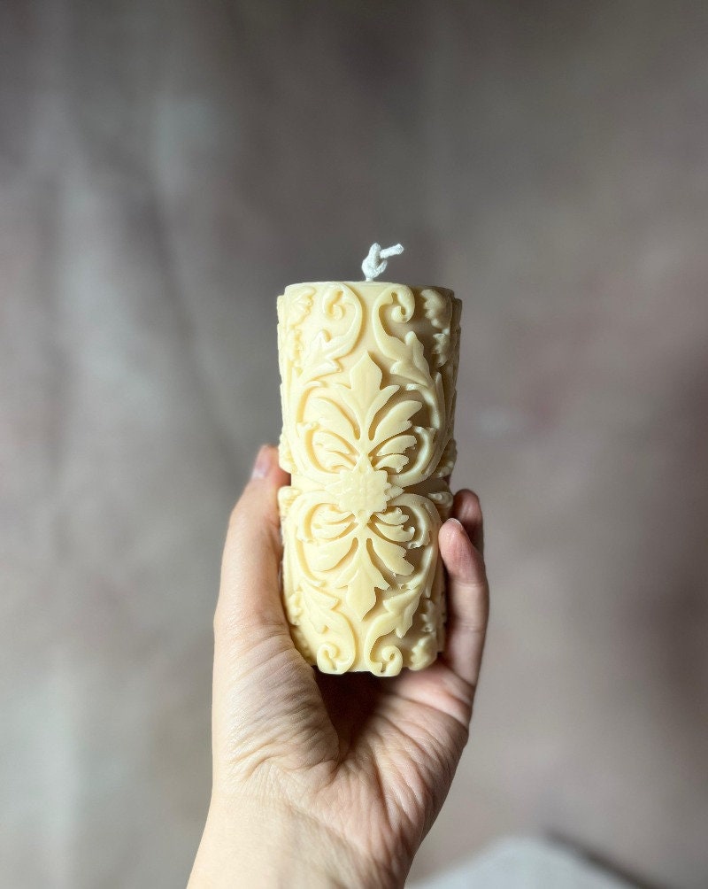 Damask Pillar Candle