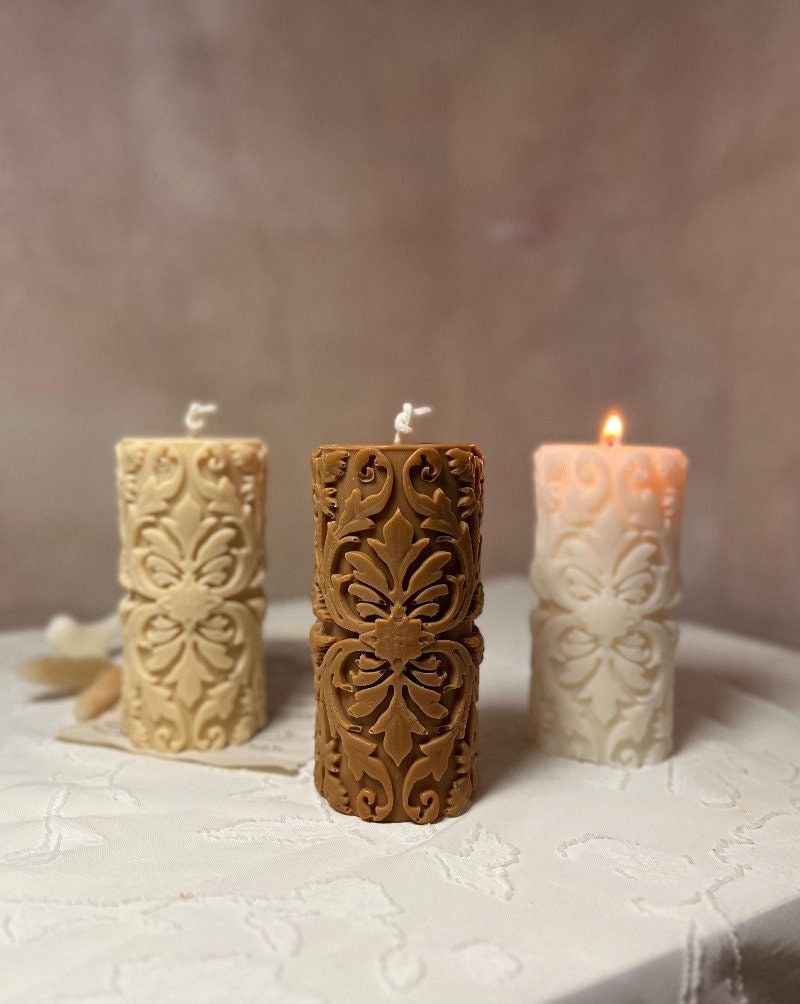 Damask Pillar Candle