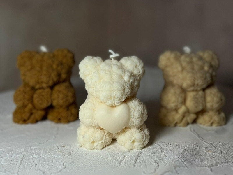 Teddy Bear Candle With Heart
