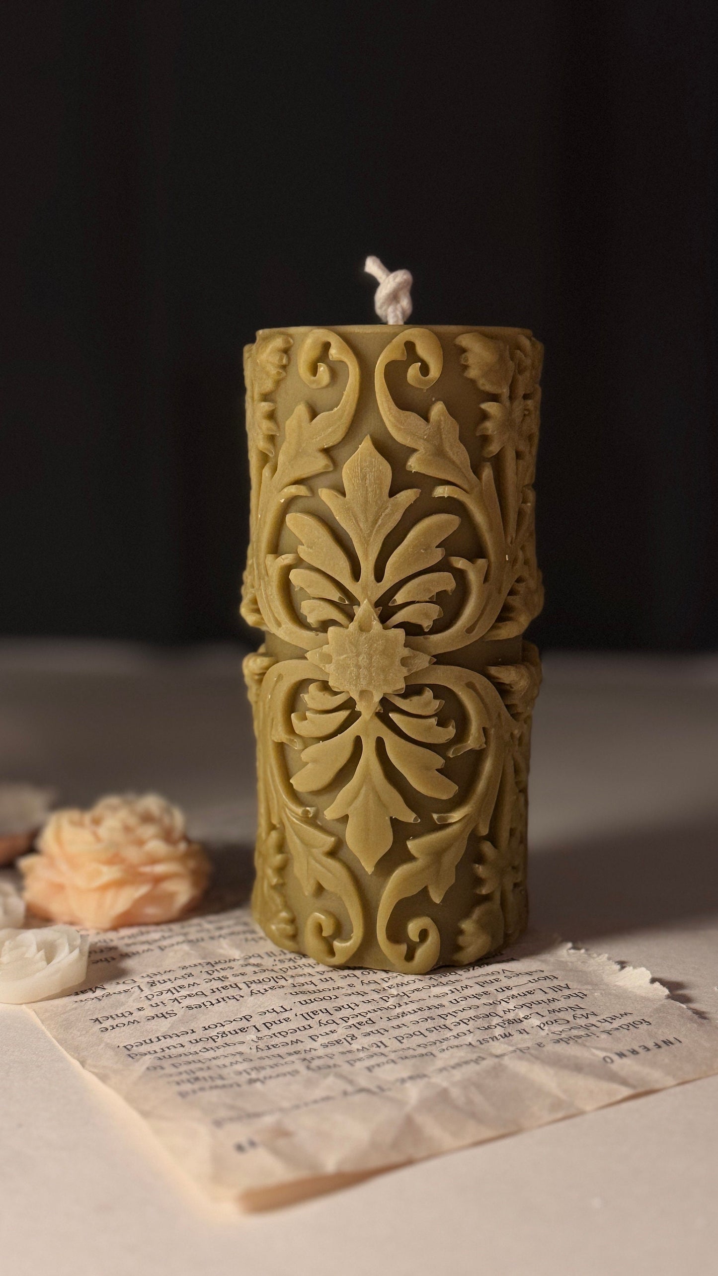 Damask Pillar Candle