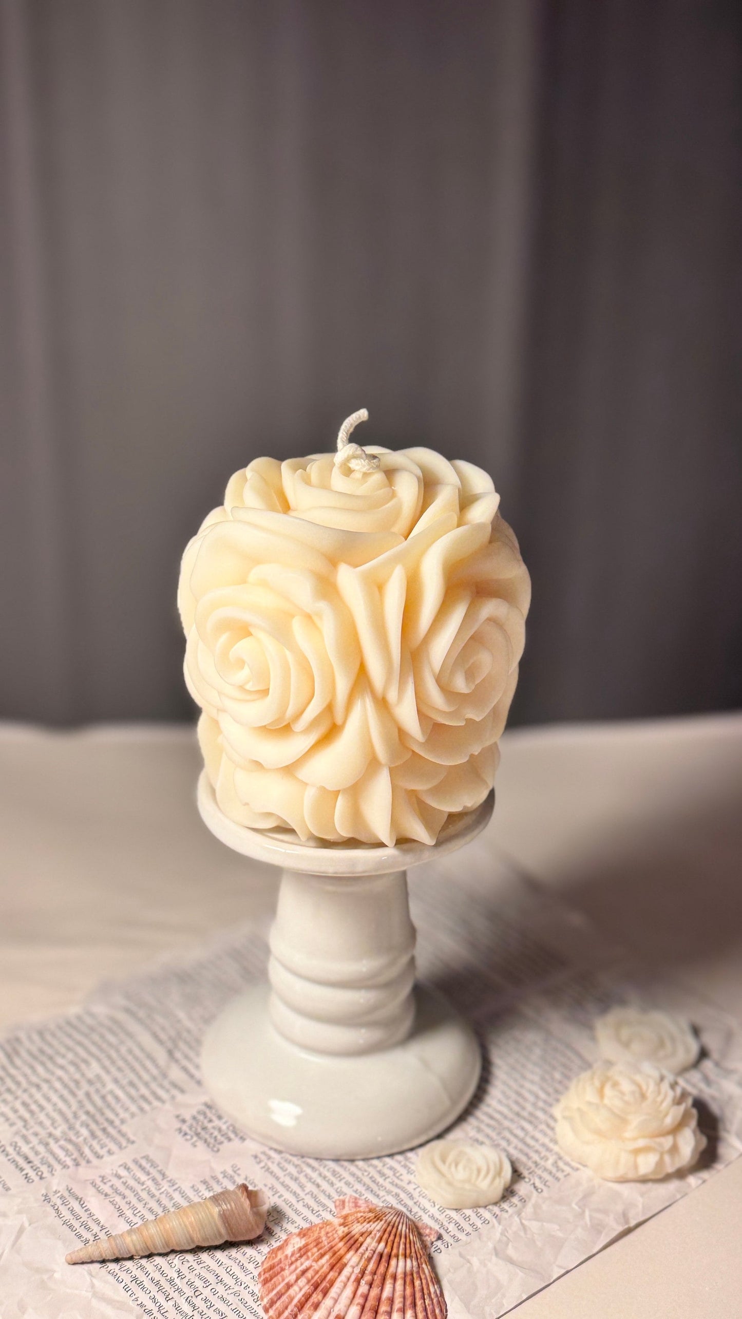 Rose Flower Pillar Candle