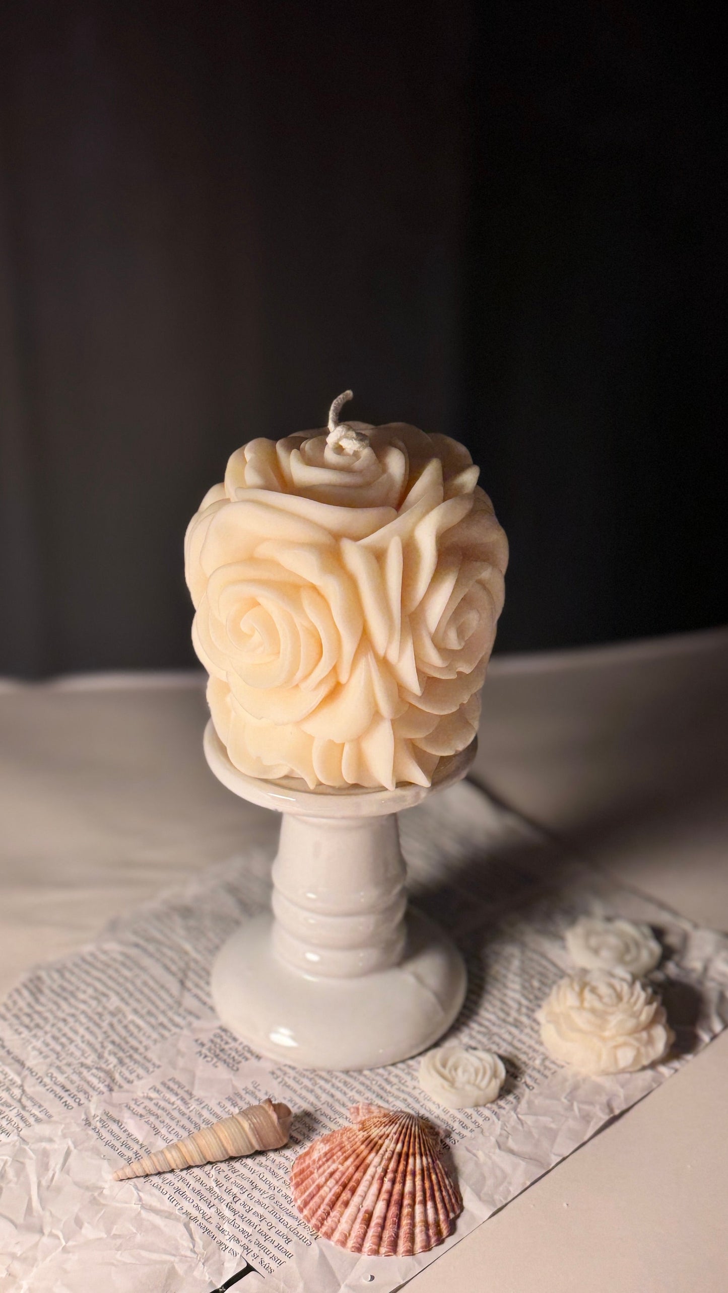Rose Flower Pillar Candle