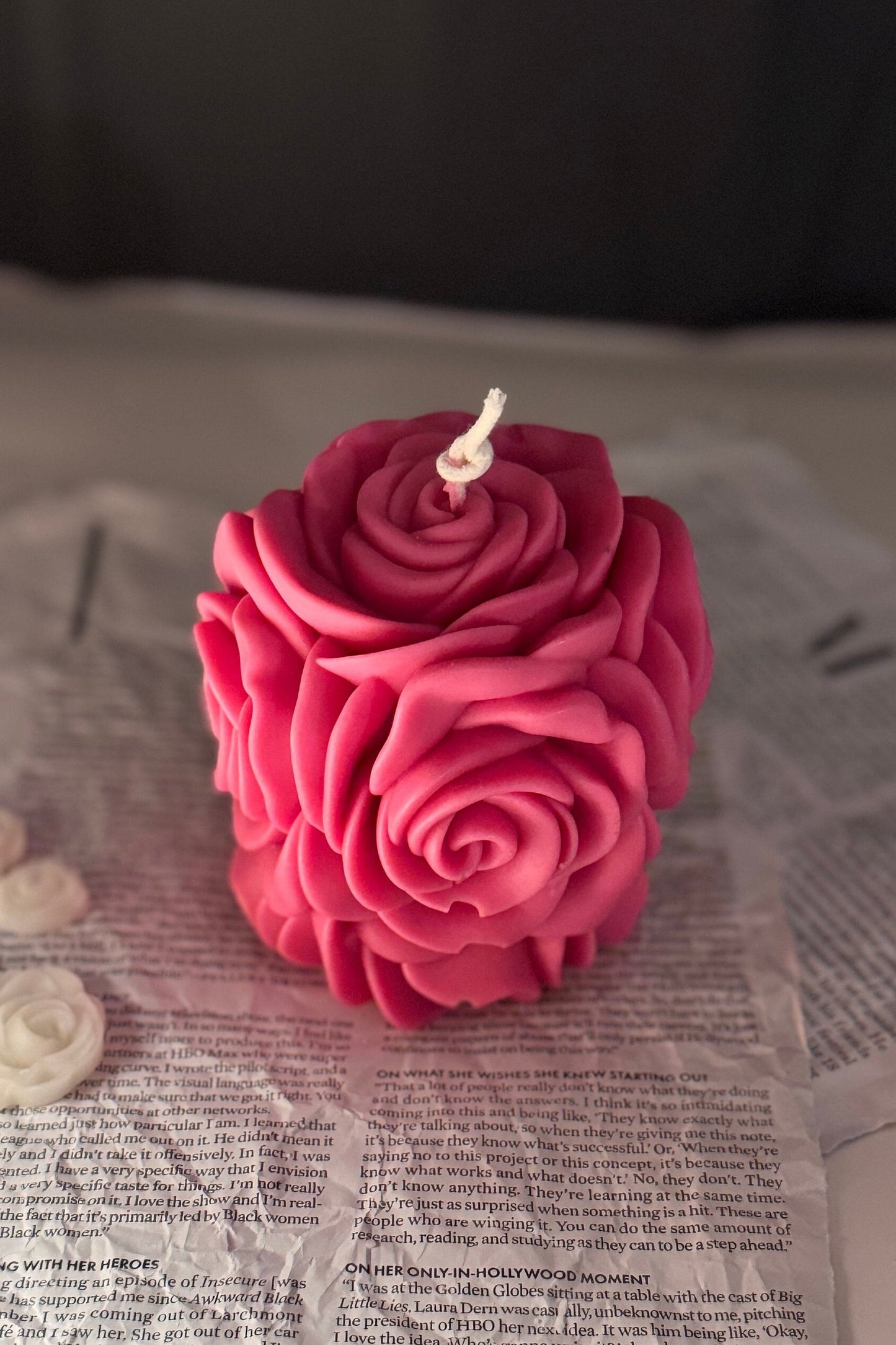 Rose Flower Pillar Candle