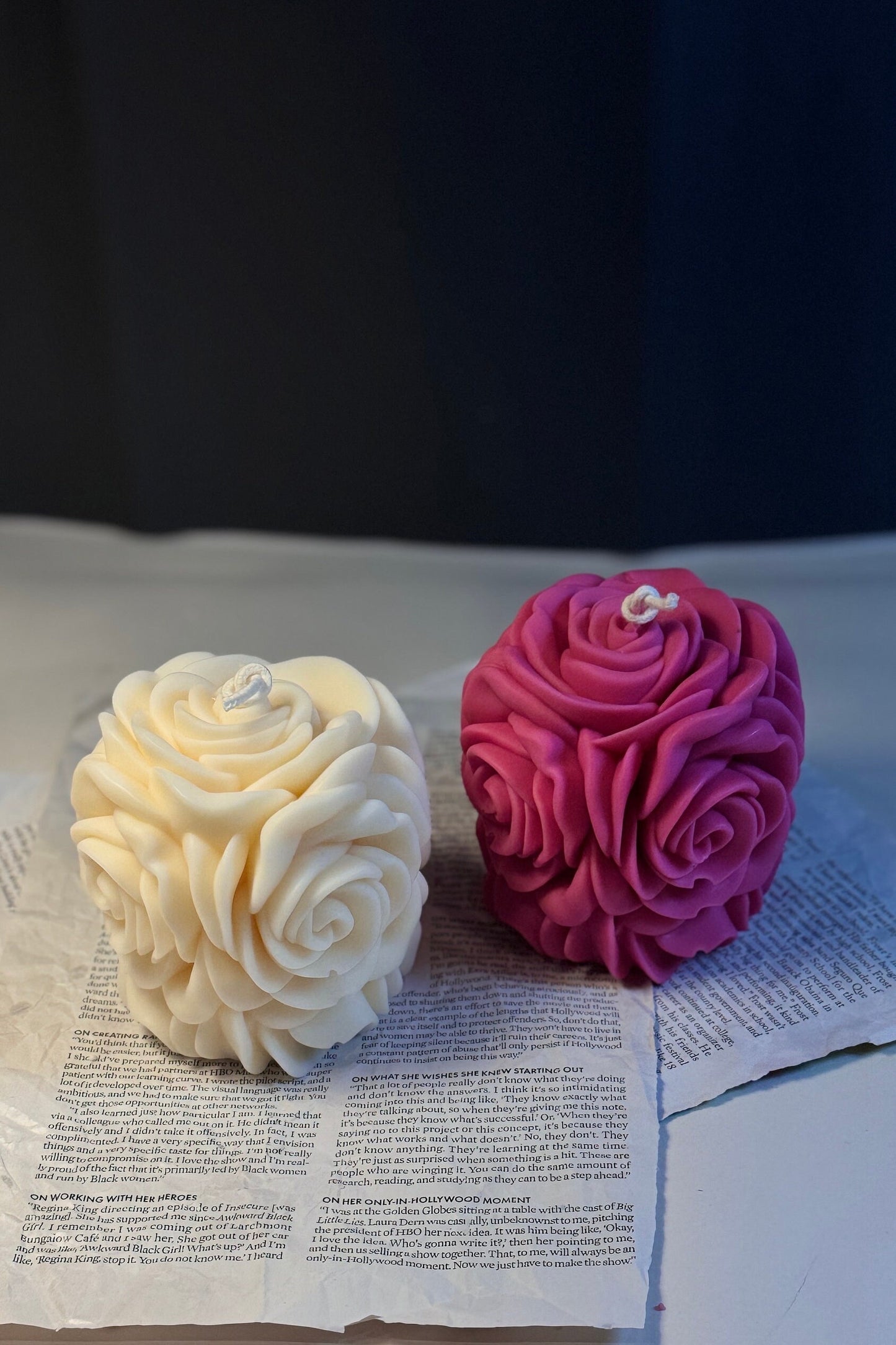 Rose Flower Pillar Candle