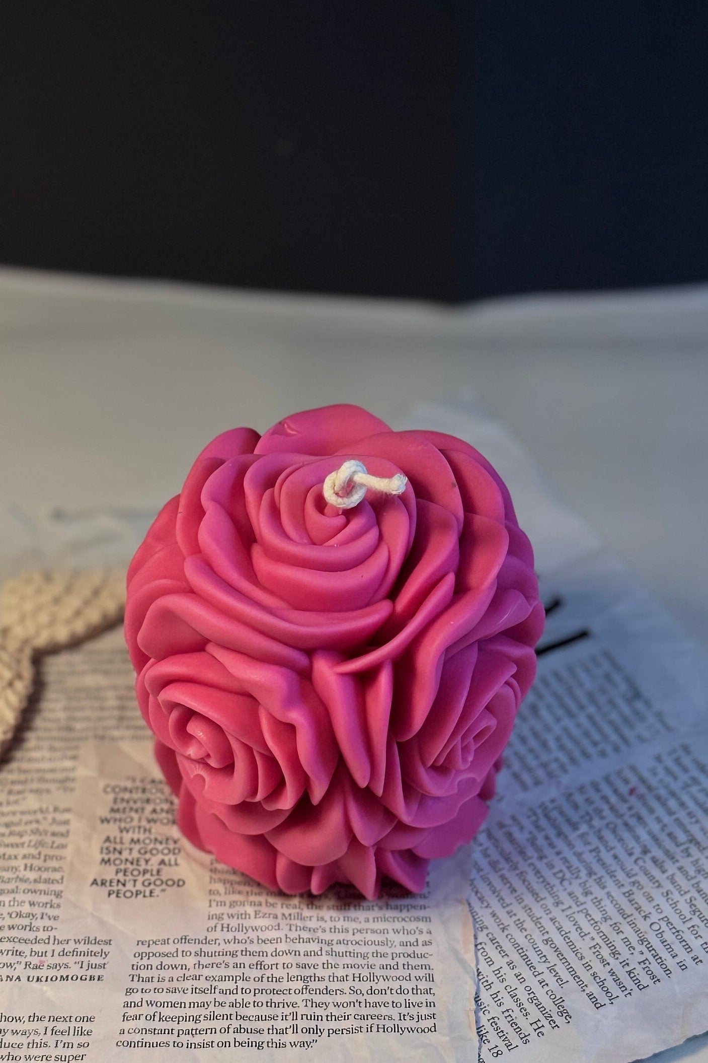 Rose Flower Pillar Candle