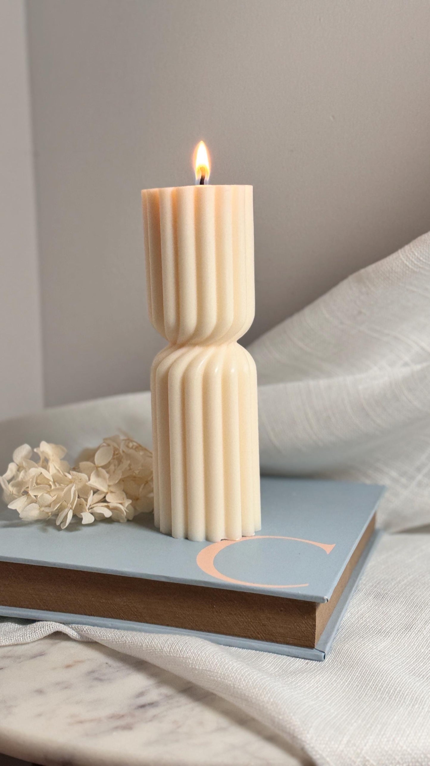 Ribbed Hourglass Pillar Candle