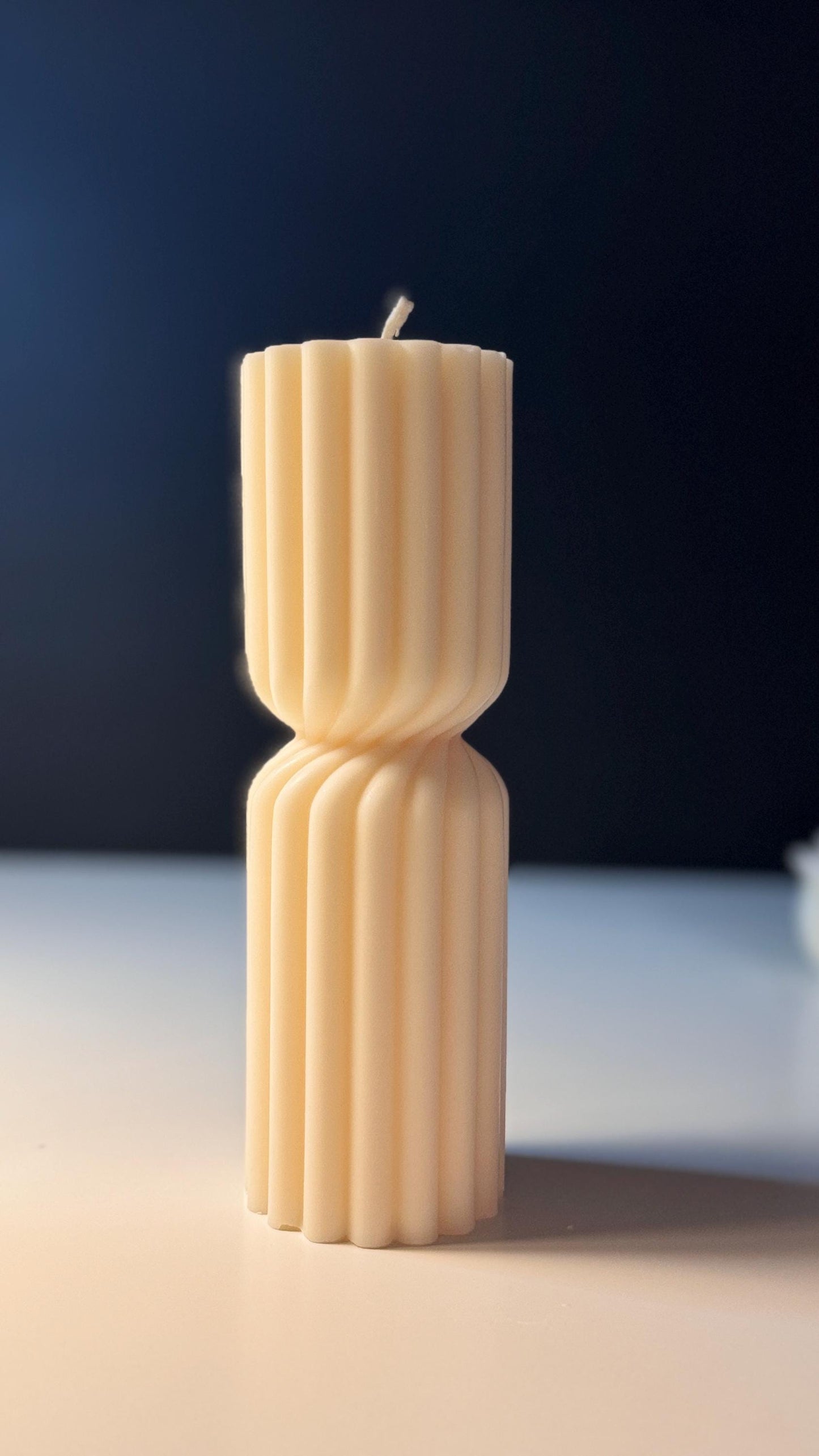 Ribbed Hourglass Pillar Candle