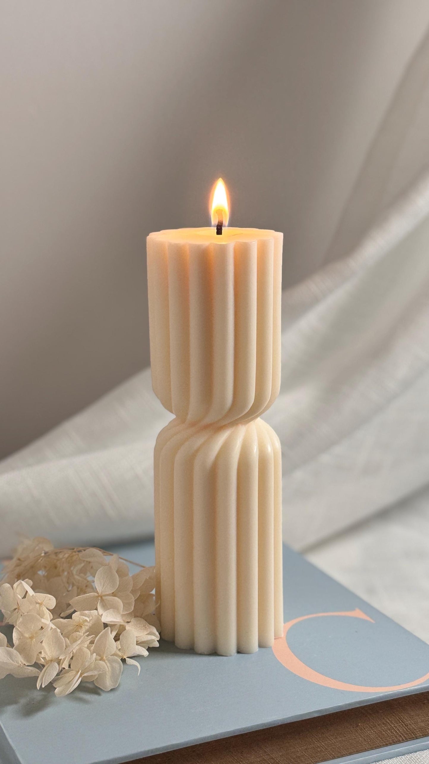 Ribbed Hourglass Pillar Candle