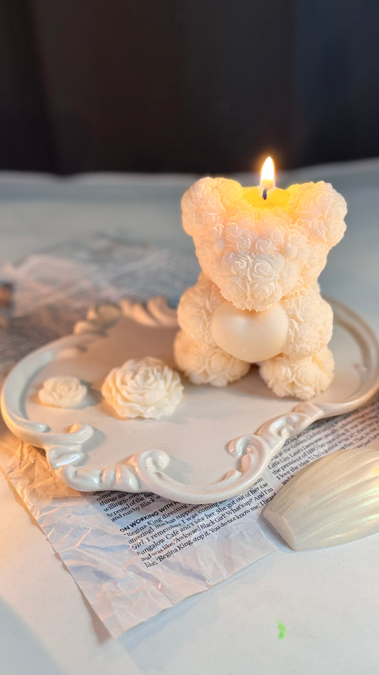 Teddy Bear Candle With Heart