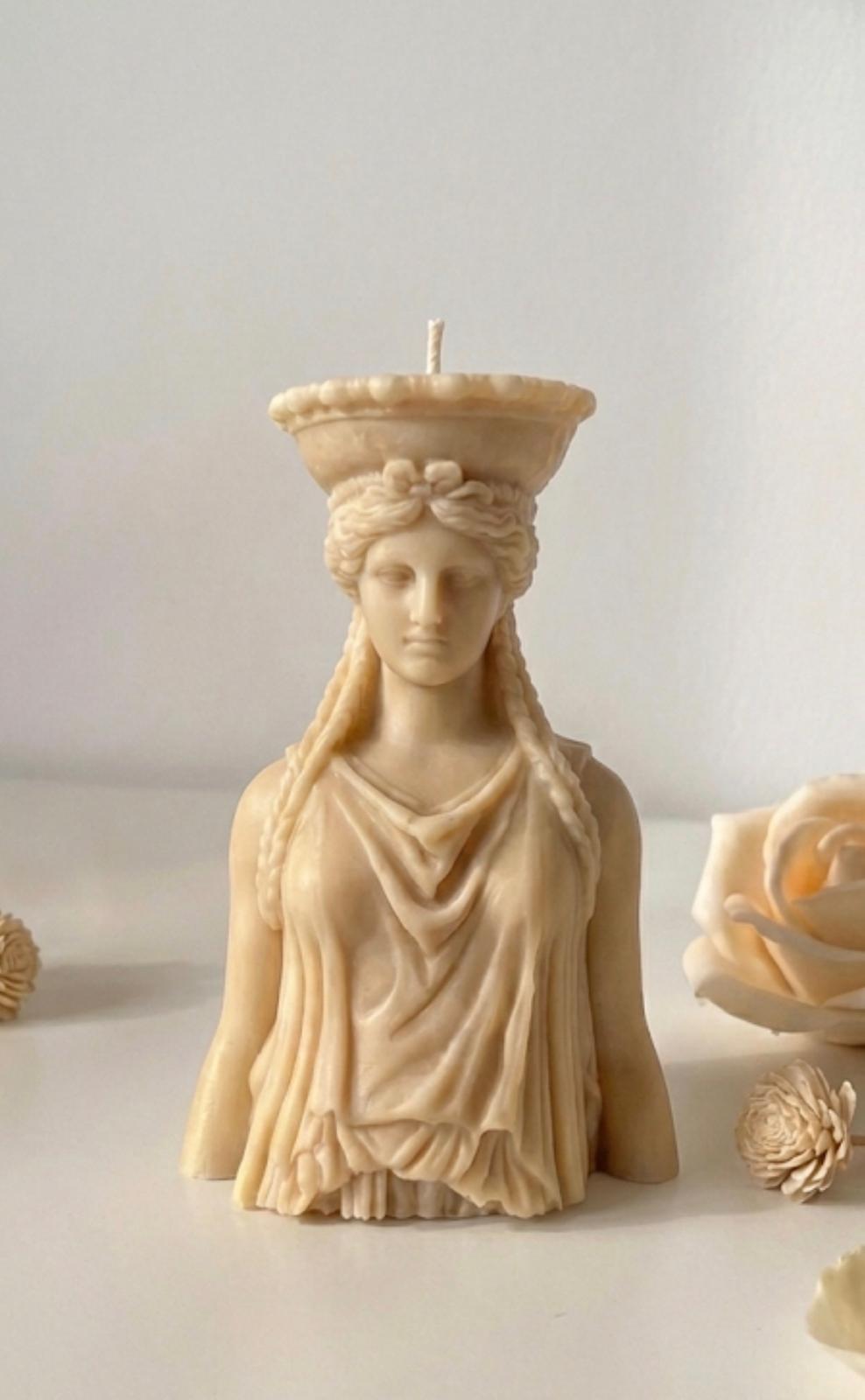 Large Caryatid Candle – Greek Goddess Statue & Architectural Pillar Decor