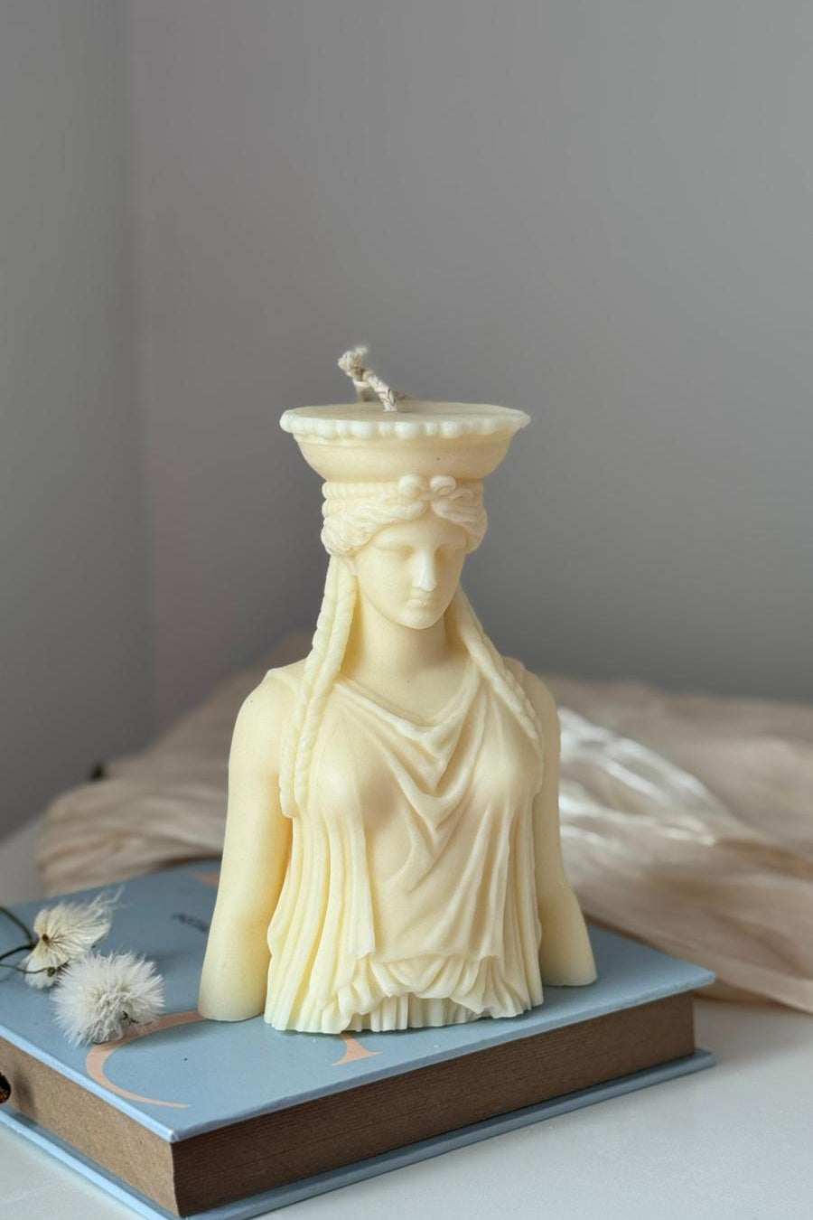Large Caryatid Candle – Greek Goddess Statue & Architectural Pillar Decor