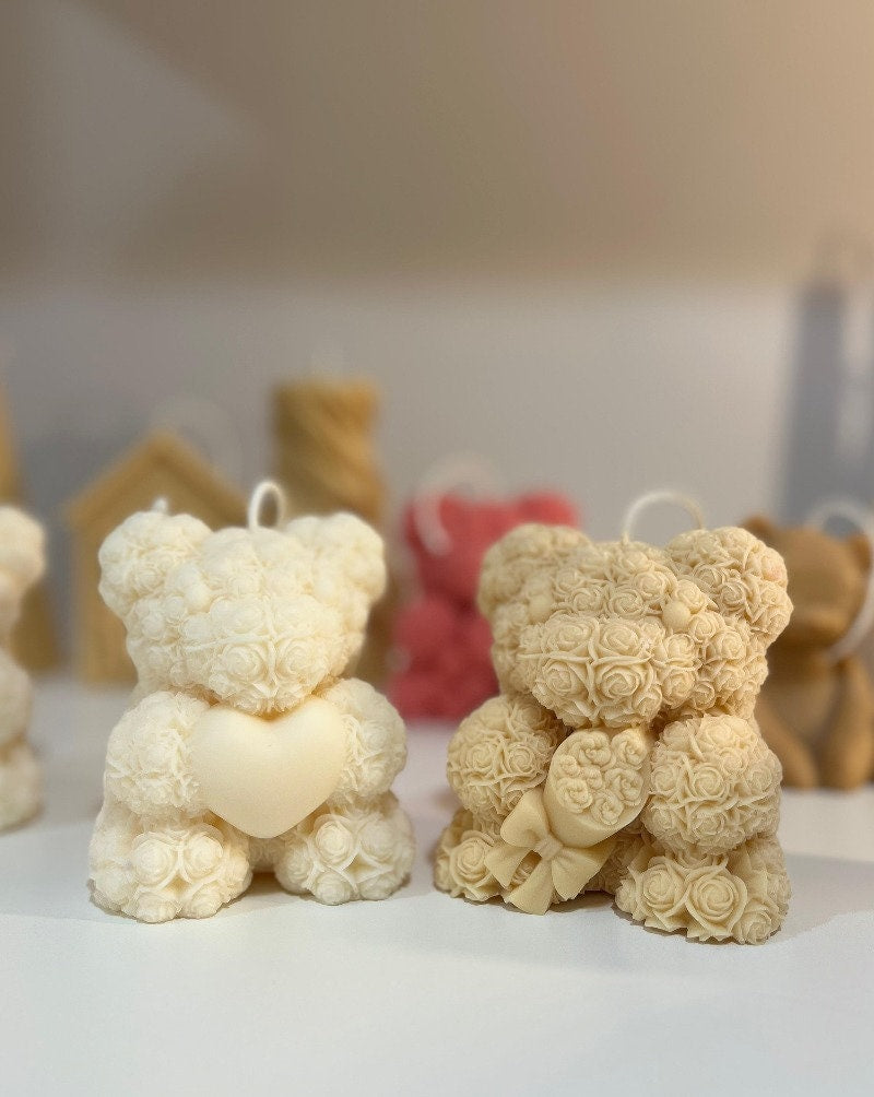 Teddy Bear Candle with Bouquet