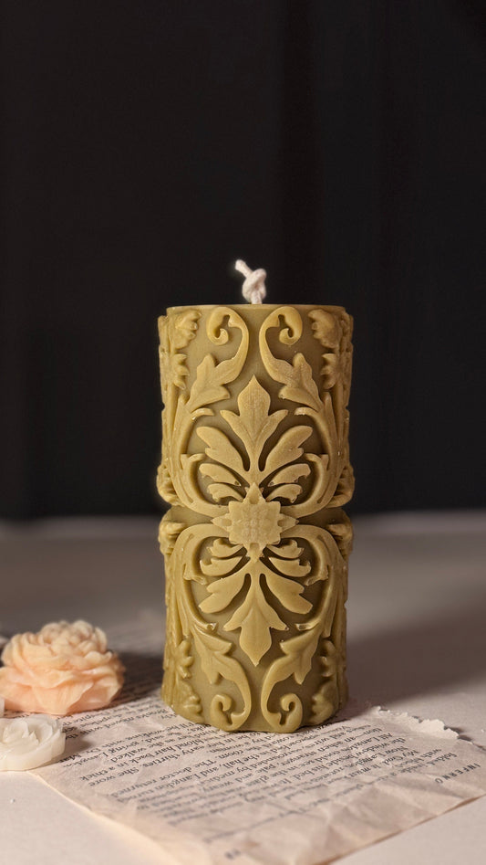 Damask Pillar Candle