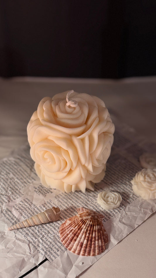 Rose Flower Pillar Candle