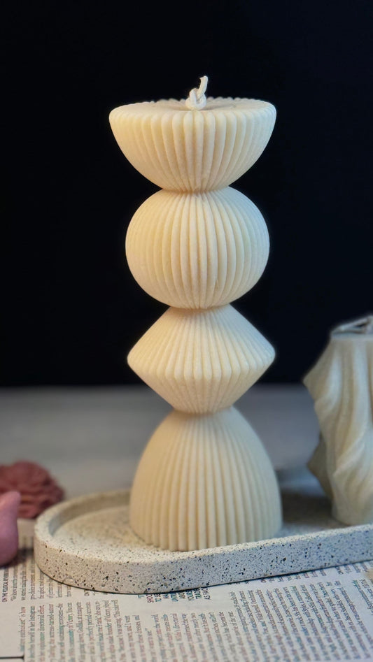 Geometrical Ribbed Pillar Candle