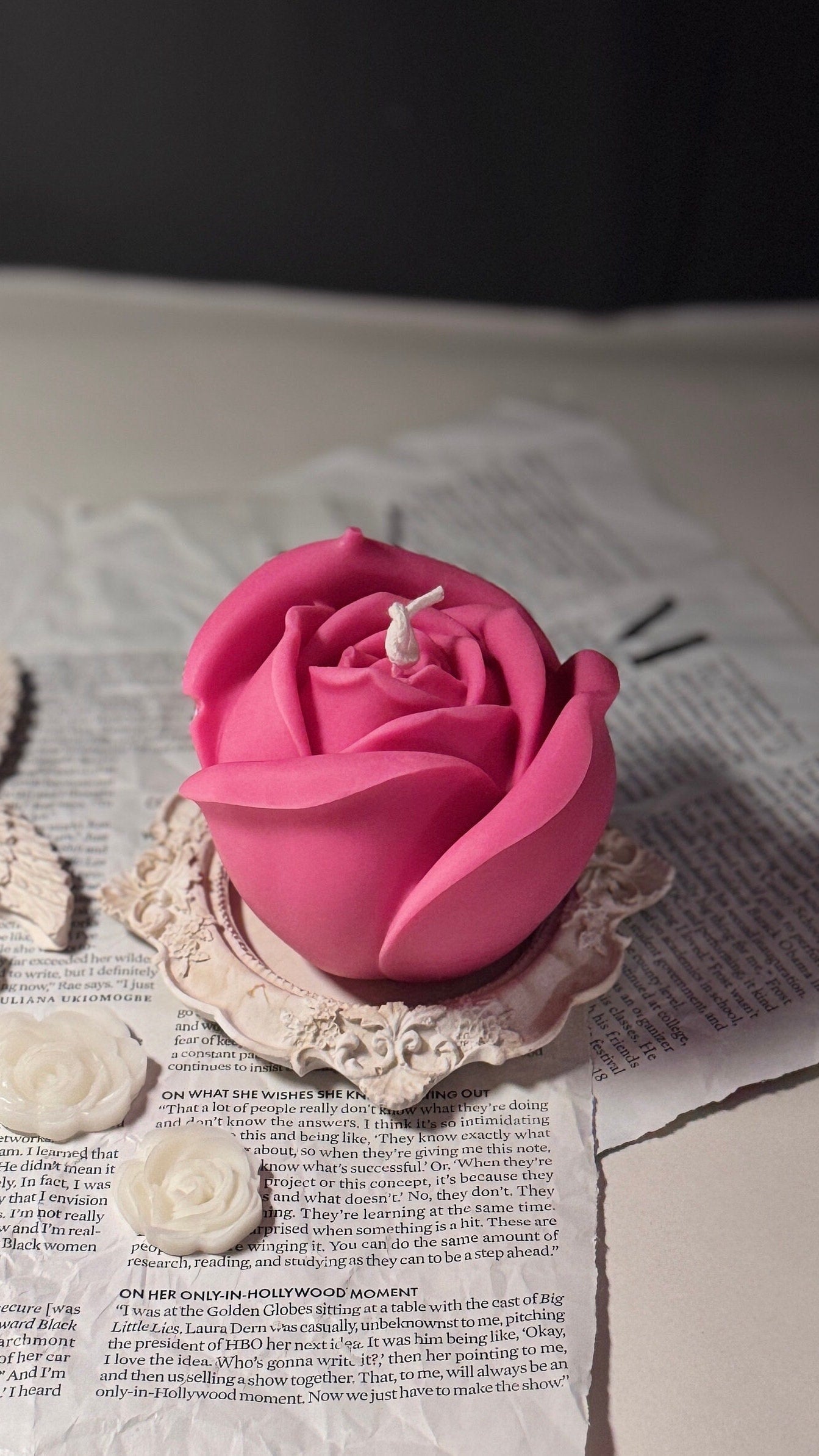 Medium Rose petal Candle