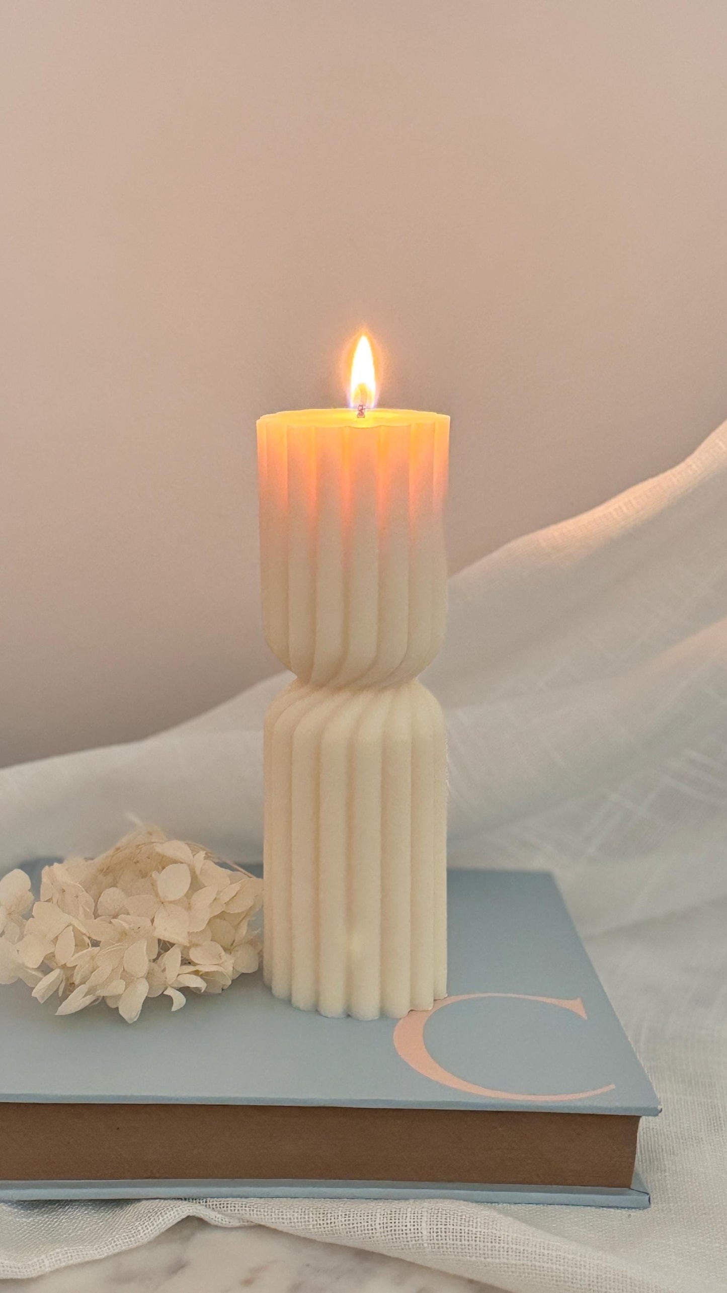 Ribbed Hourglass Pillar Candle